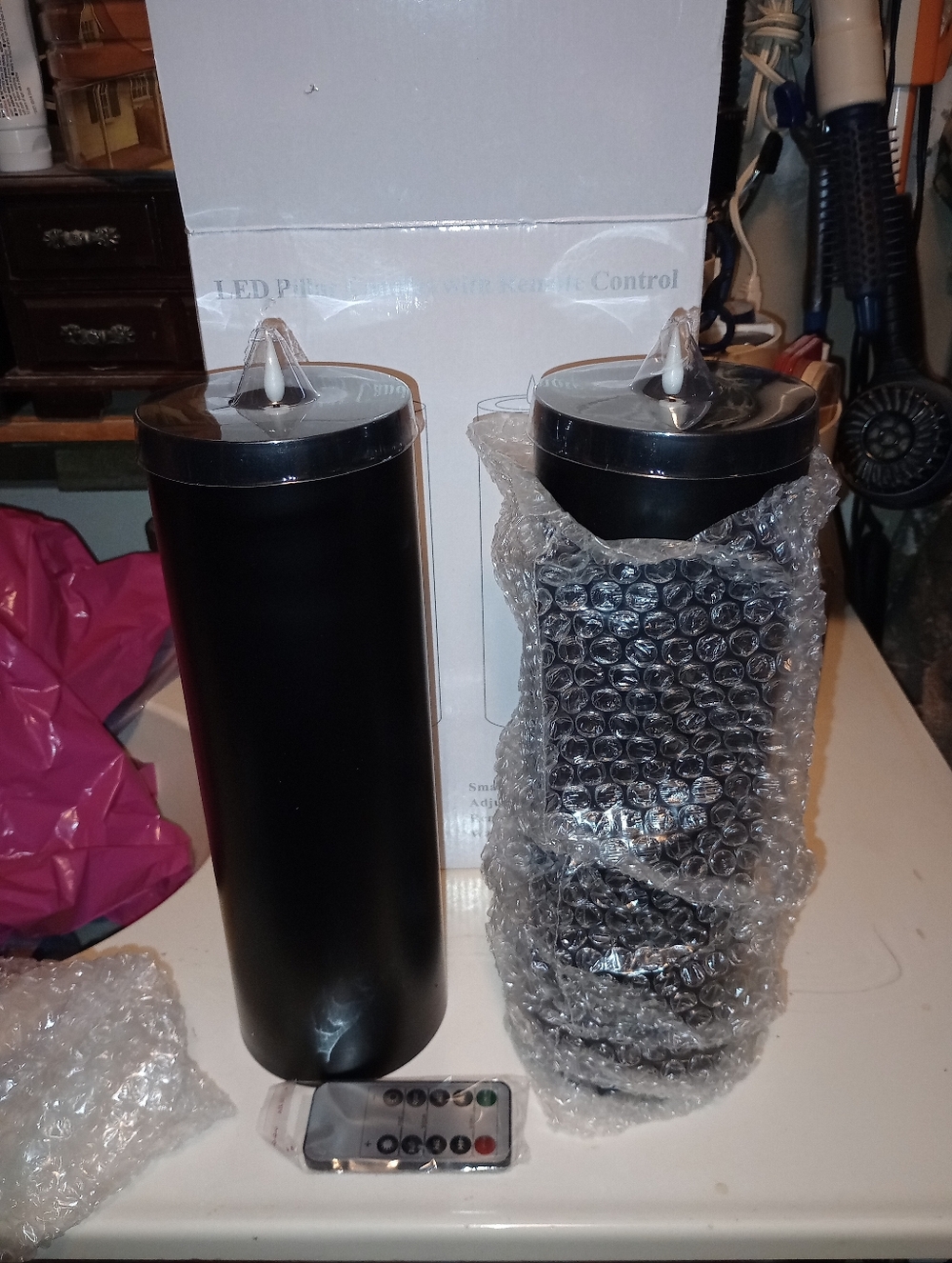 Black LED Flameless Candle Set with Remote